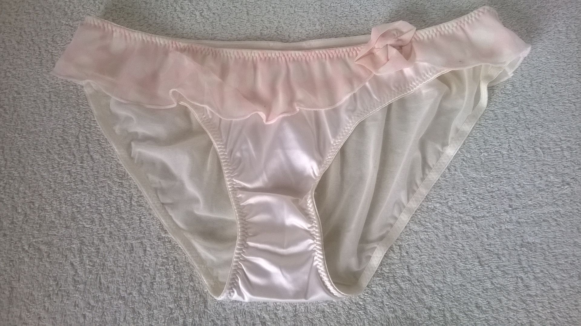 Gorgeous Ivory Silky Satin N Sheer Pink Tutu Panties Frilly Knickers L